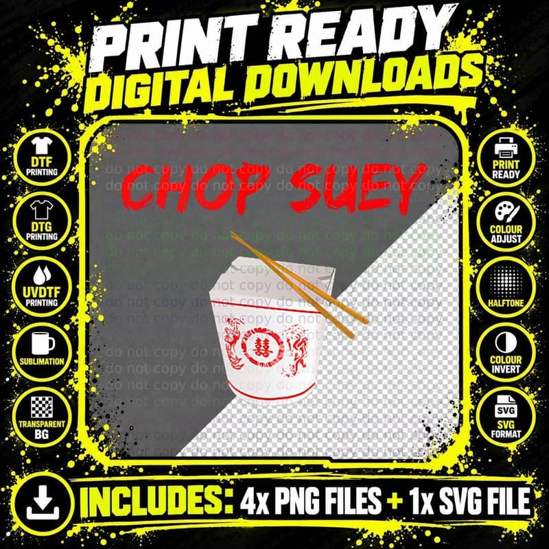 Graphic Chinese Food Apparel-Chop Suey Png SVG Digital Bundle