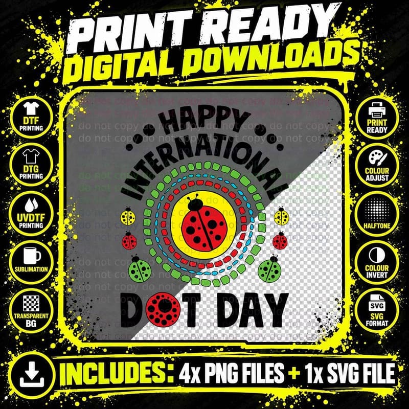Happy Dot Day Celebration Ladybug Colorful Bug Insect Png SVG Digital Bundle