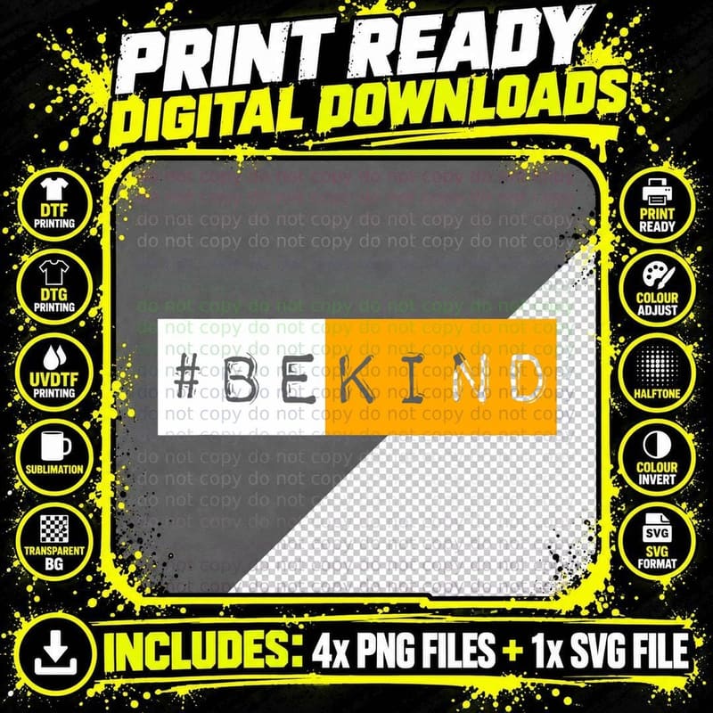 Hashtag Be Kind Unity Day Bekind Kindness Anti-Bullying Png SVG Digital Bundle