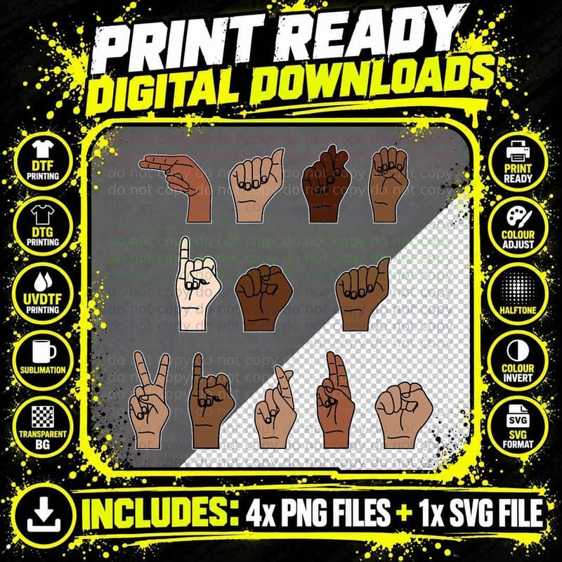 Hate Is a Virus Anti Racism for Asian American ASL Sign Png SVG Digital Bundle