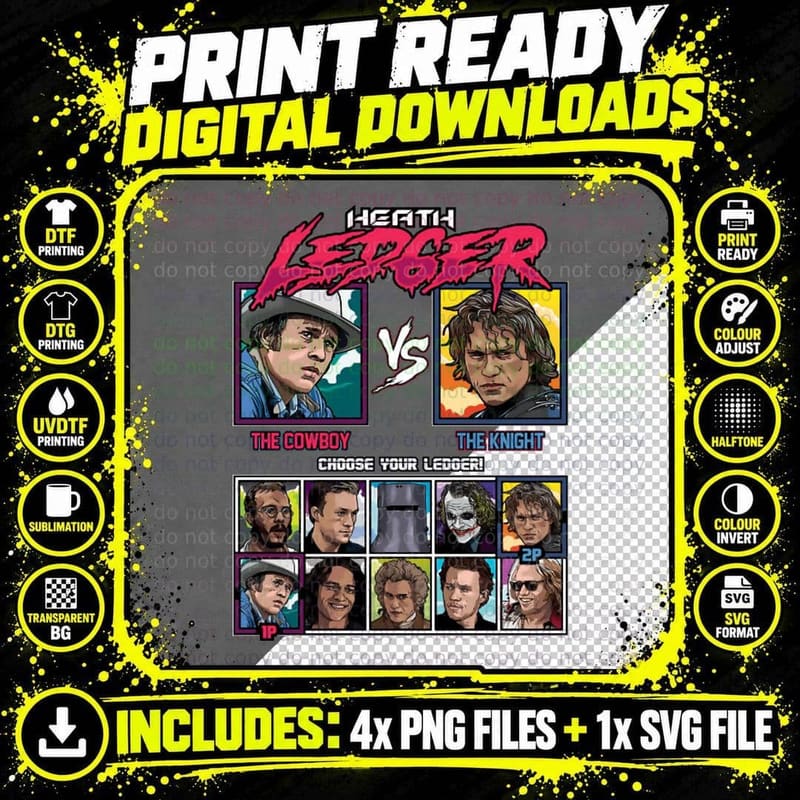 Heath Ledger vs T-Shirt Png SVG Digital Bundle
