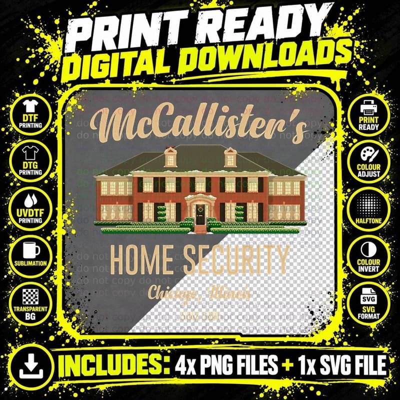 Home Alone Mccallister's Home Security T-Shirt Png SVG Digital Bundle