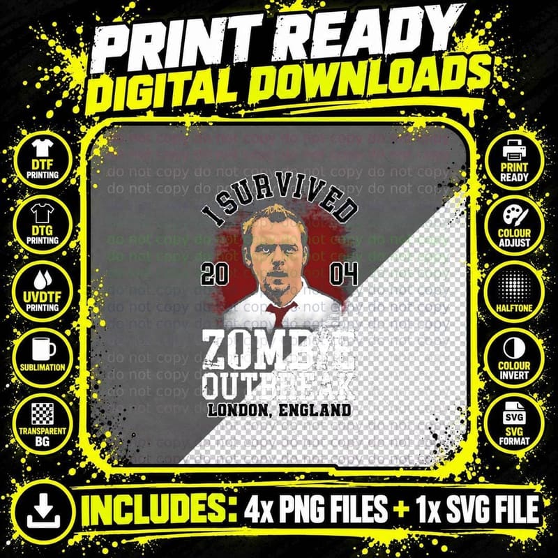 I Survived Shaun of the Dead T-Shirt Png SVG Digital Bundle