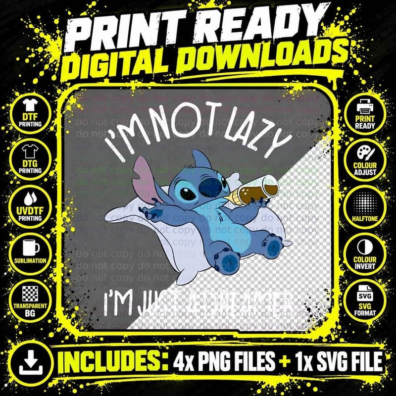 I'm Not Lazy Stitch T-Shirt Png SVG Digital Bundle