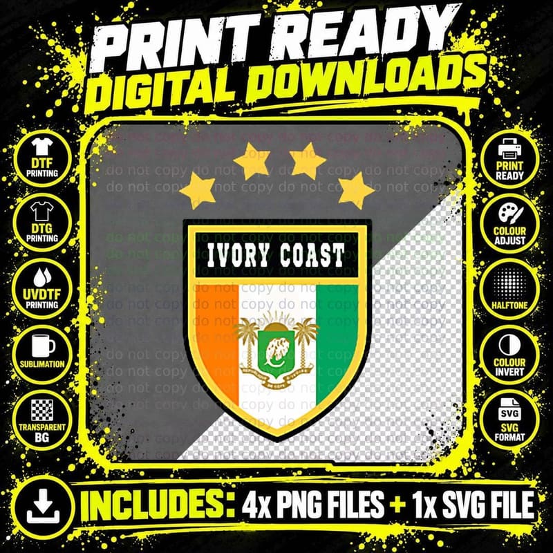 Ivory Coast Pocket Coat of Arms National Souvenir Flag Png SVG Digital Bundle