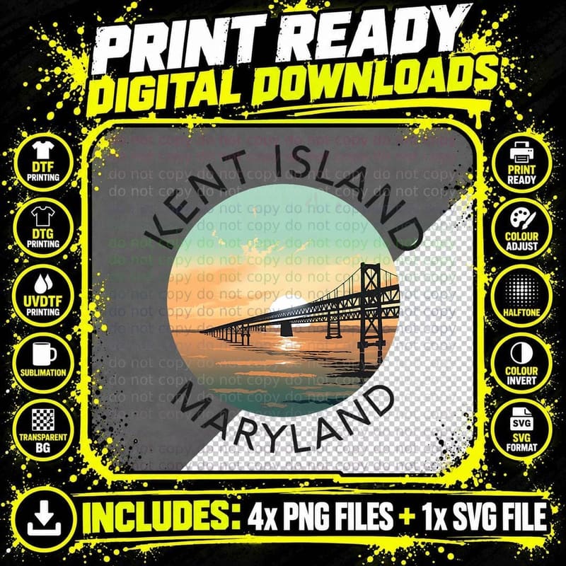 Kent Island Maryland Chesapeake Bay Bridge Annapolis Png SVG Digital Bundle