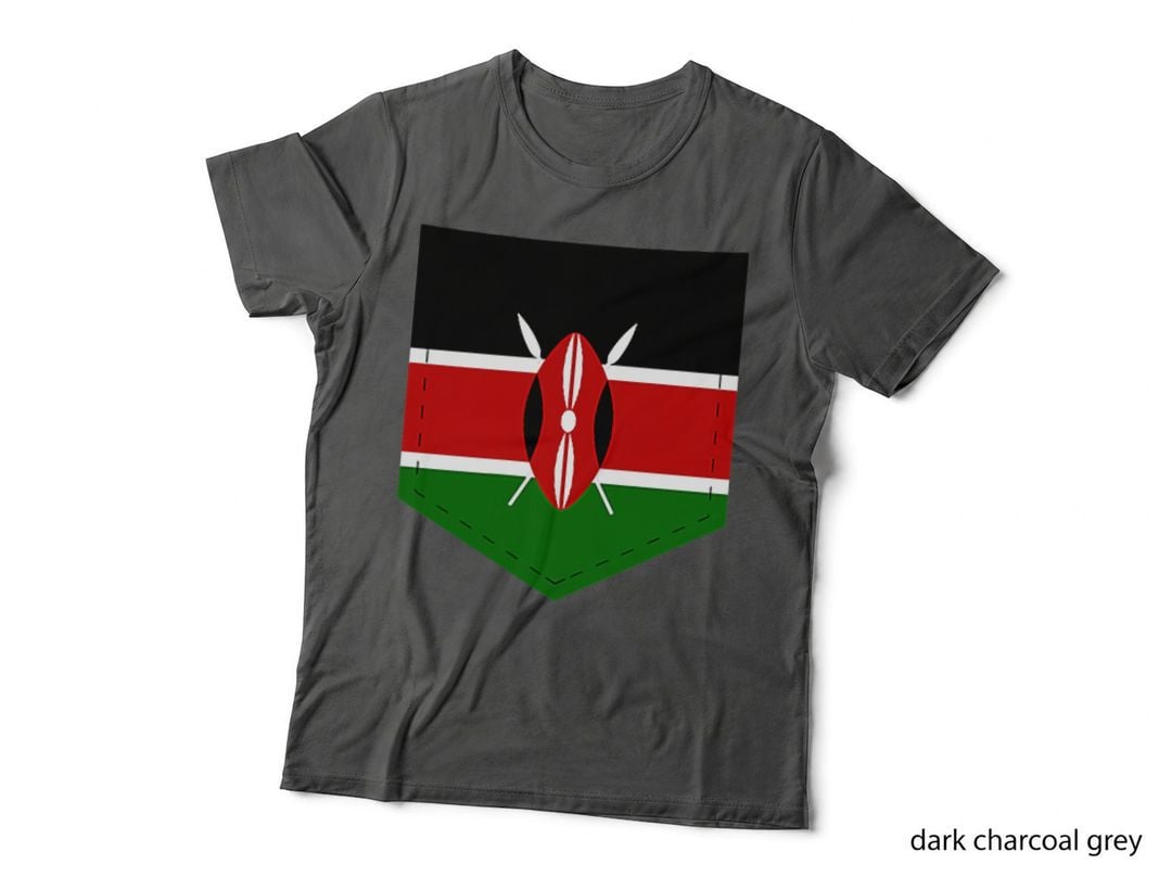 Kenya Flag T-Shirt with Printed Kenyan Flag Pocket