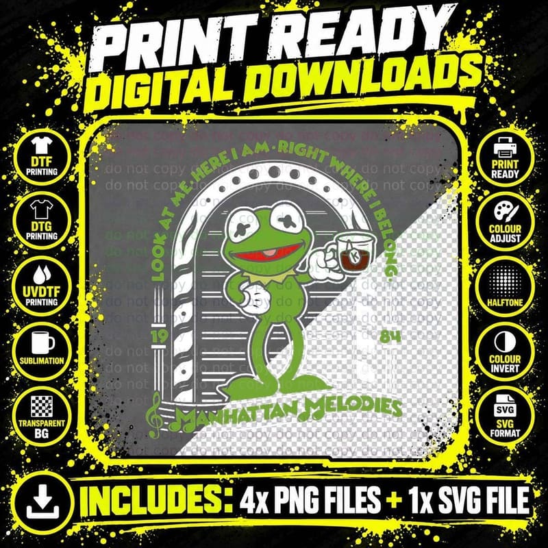 Kermit Muppets Manhattan Melodies T-Shirt Png SVG Digital Bundle