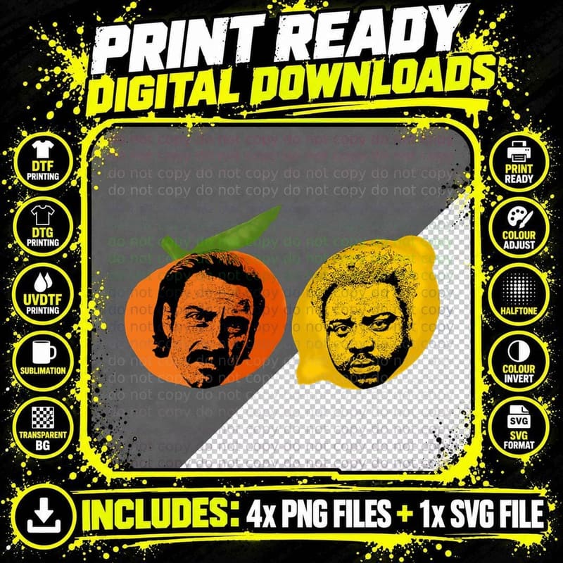 Lemon & Tangerine T-Shirt Png SVG Digital Bundle