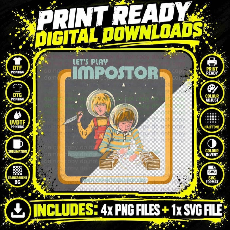 Let's Play Impostor T-Shirt Png SVG Digital Bundle