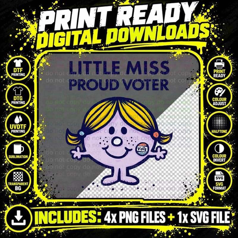 Little Miss Proud Voter T-Shirt Png SVG Digital Bundle