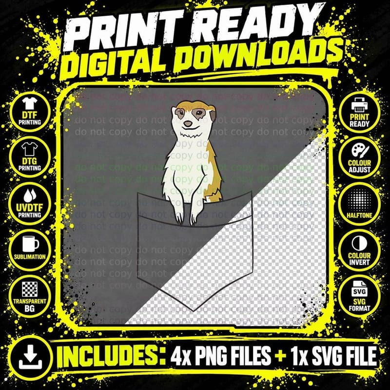 Meerkat in a Pocket Cute Pocket Meerkat T-Shirt Png SVG Digital Bundle