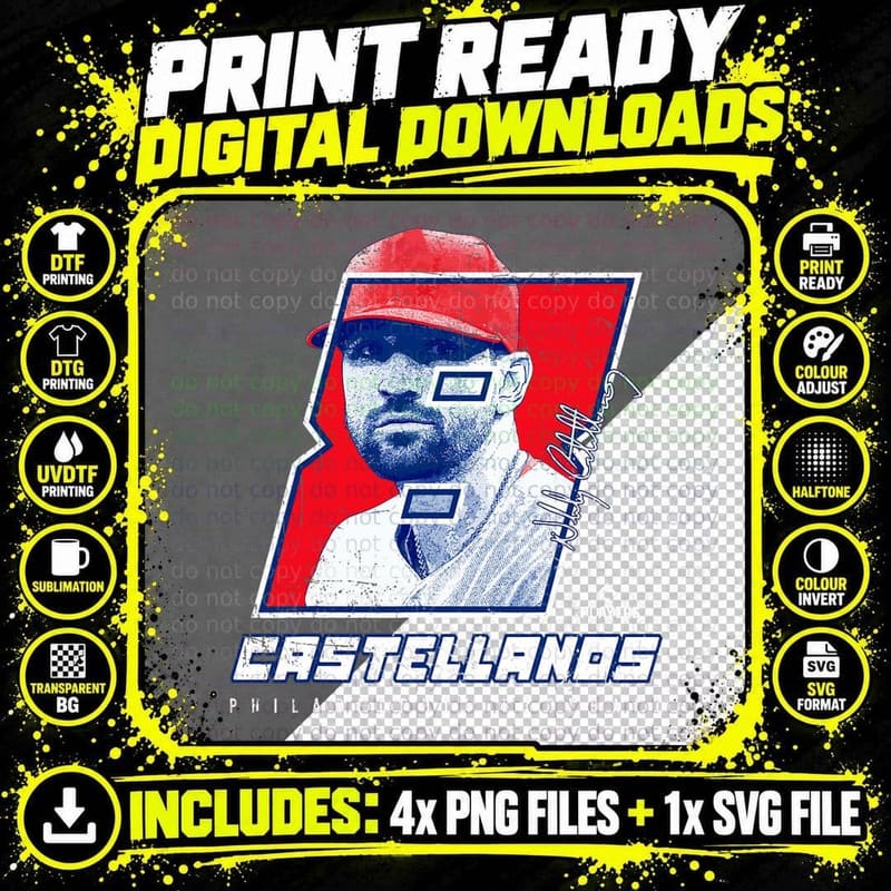 Nick Castellanos Silhouette Artist Philadelphia MLBPA Png SVG Digital Bundle