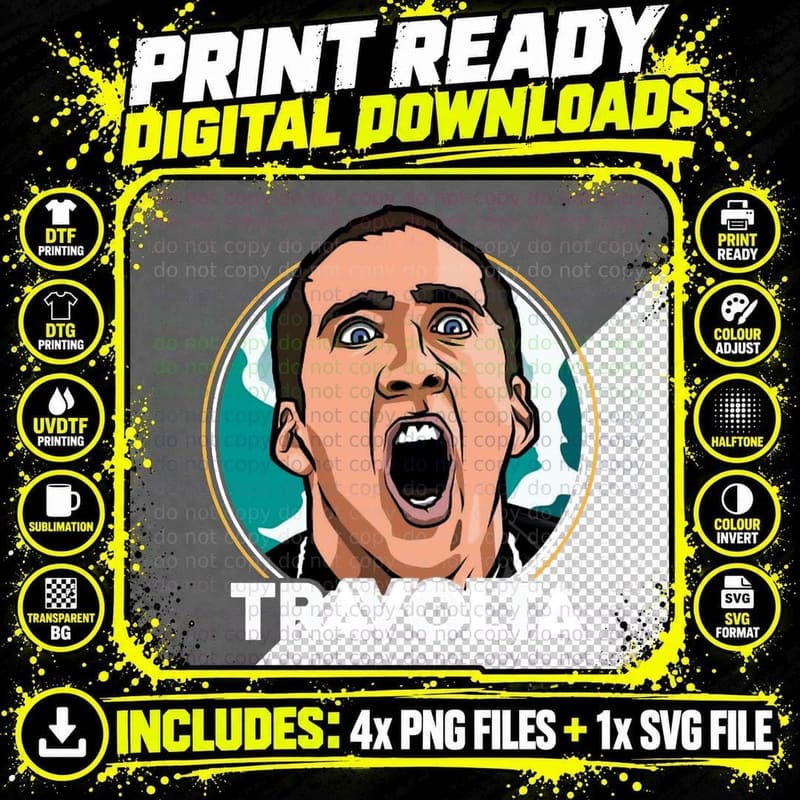 Nicolas Cage Travolta T-Shirt Png SVG Digital Bundle