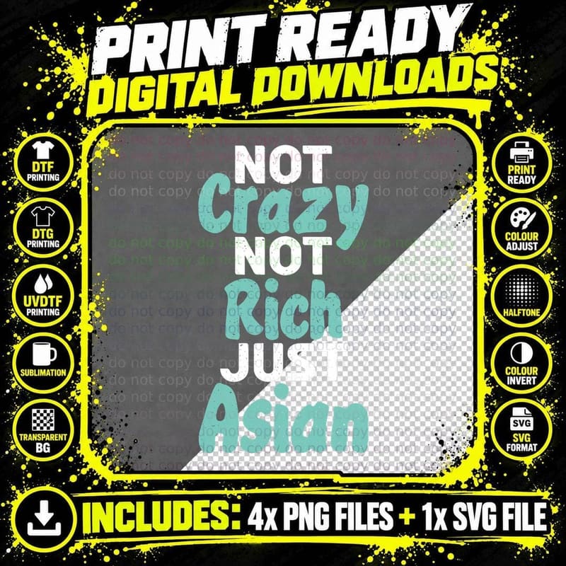 Not Crazy Not Rich Just Asian T-Shirt Png SVG Digital Bundle