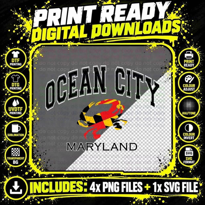 Ocean City Maryland Crab Shirt T-Shirt Png SVG Digital Bundle