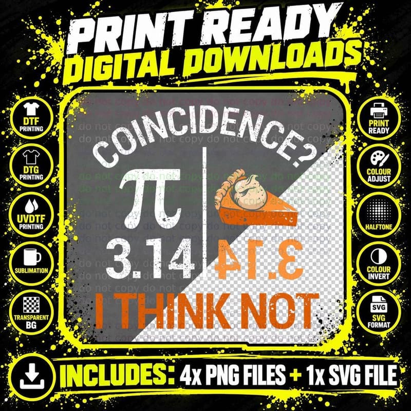 Pi Equals Pie for Pi Day Celebrated on 3-14 March 14th Png SVG Digital Bundle