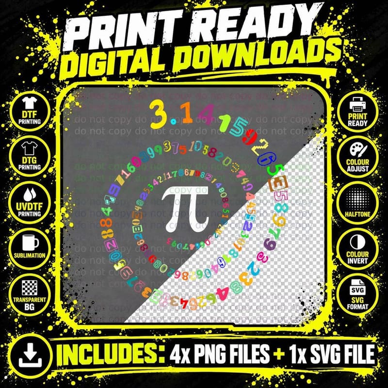 Pi Spiral Pi Day Shirt T-Shirt Png SVG Digital Bundle