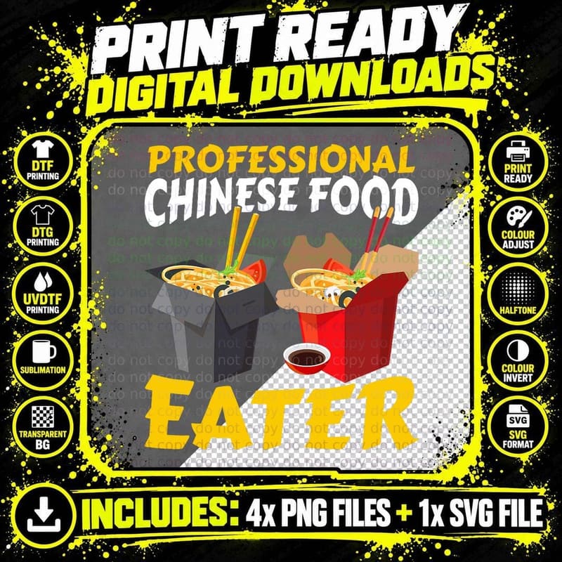 Professional Chinese Food Eater Asian Food T-Shirt Png SVG Digital Bundle