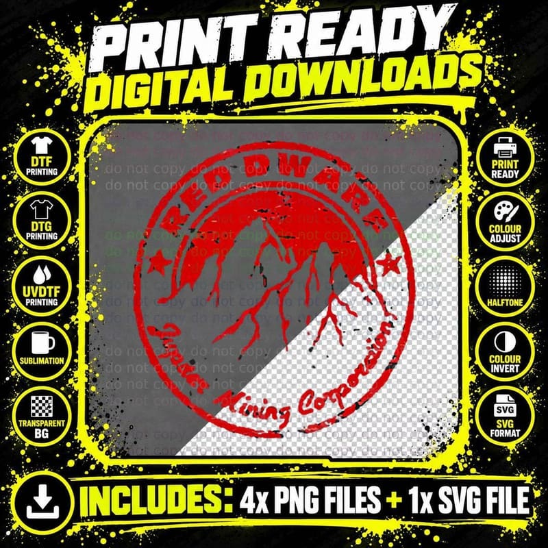 Red Dwarf Jupiter Mining Pocket Position Graphic T-Shirt Png SVG Digital Bundle