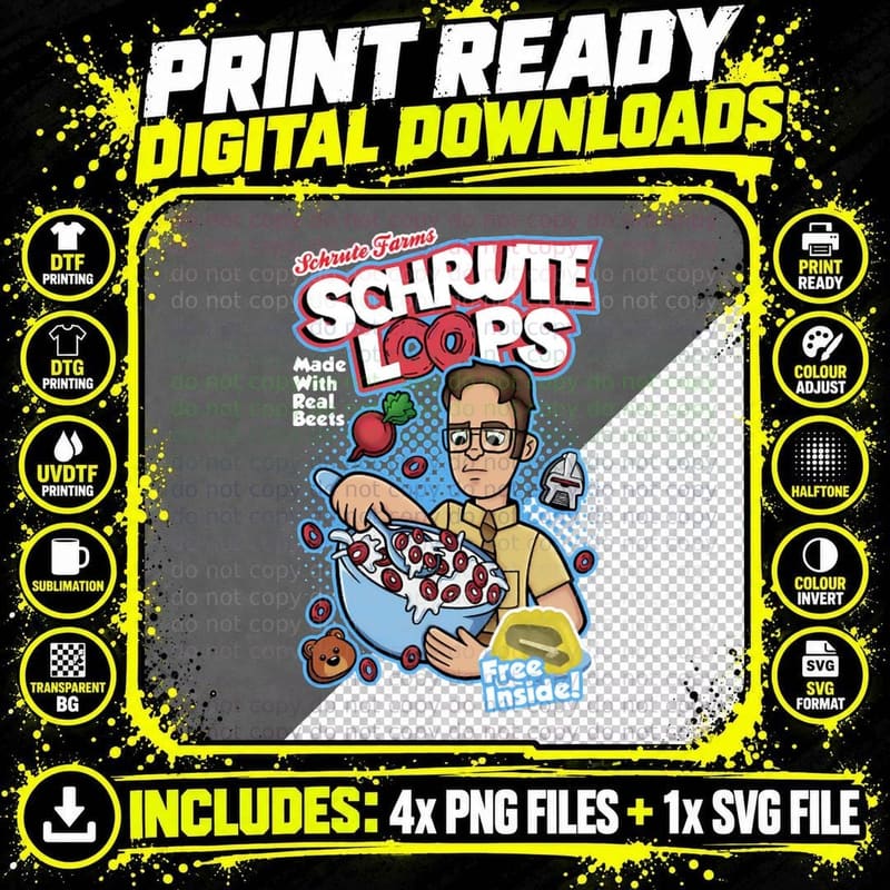 Schrute Loops Dwight Schrute Cereal T-Shirt Png SVG Digital Bundle
