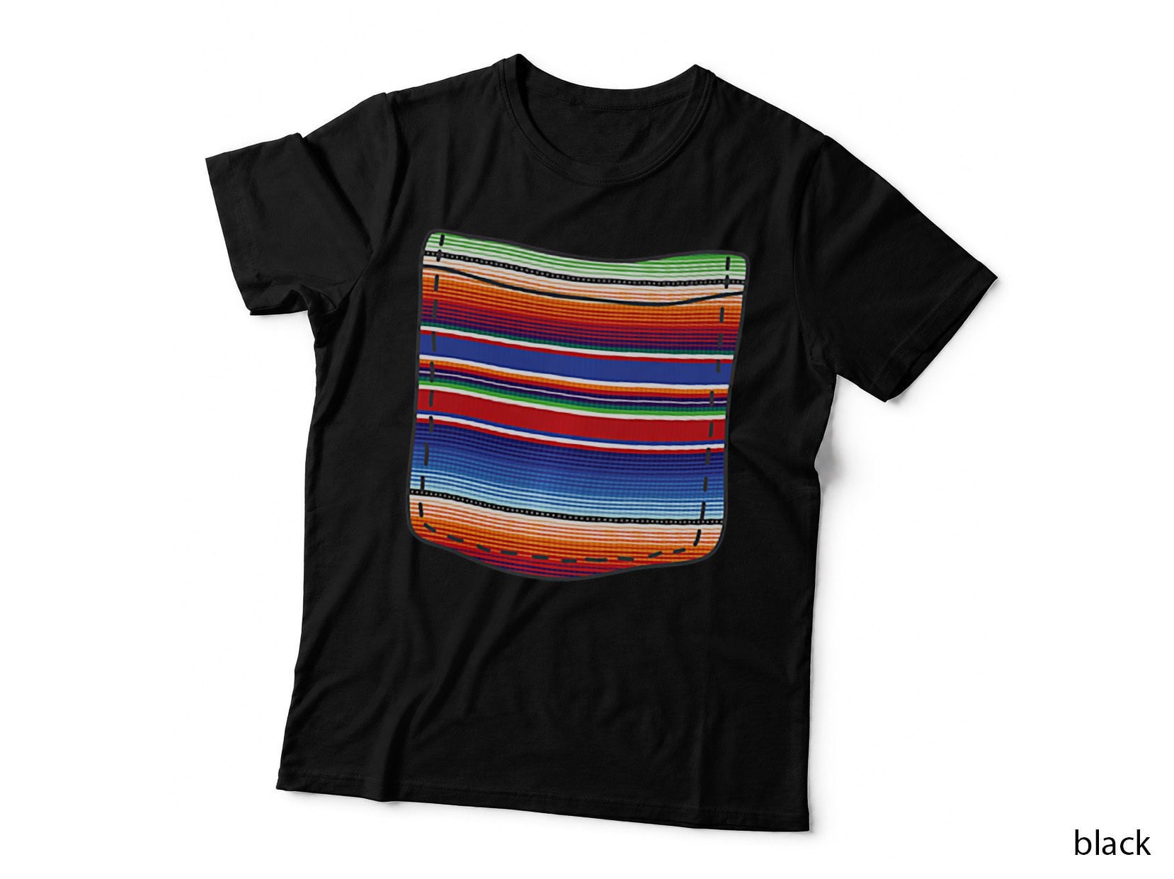 Serape Blanket Fake Pocket for Mexican Fiesta Graphic T-Shirt
