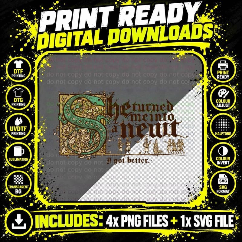 She Turned Me into a Newt T-Shirt Png SVG Digital Bundle