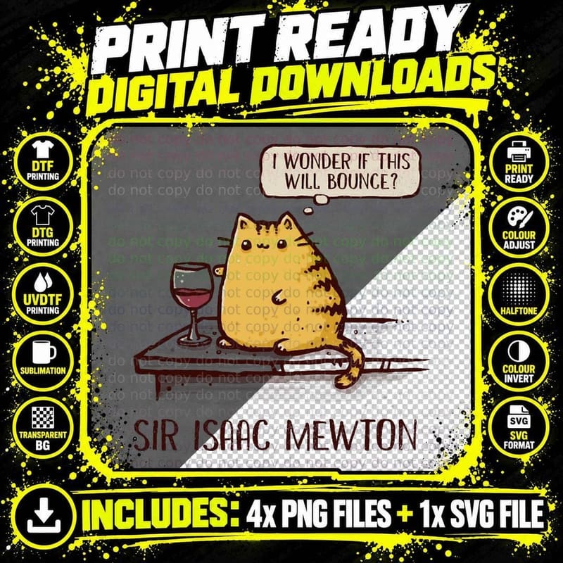 Sir Isaac Mewton T-Shirt Png SVG Digital Bundle