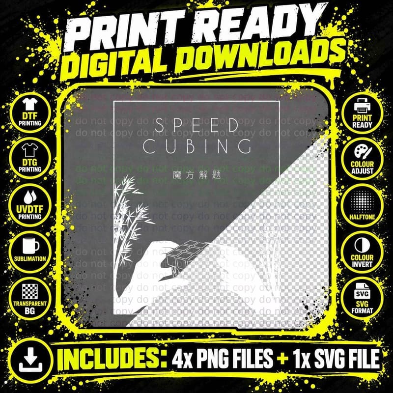 Speedcubing Chinese Hanzi Cubing Speedsolving Speed Png SVG Digital Bundle