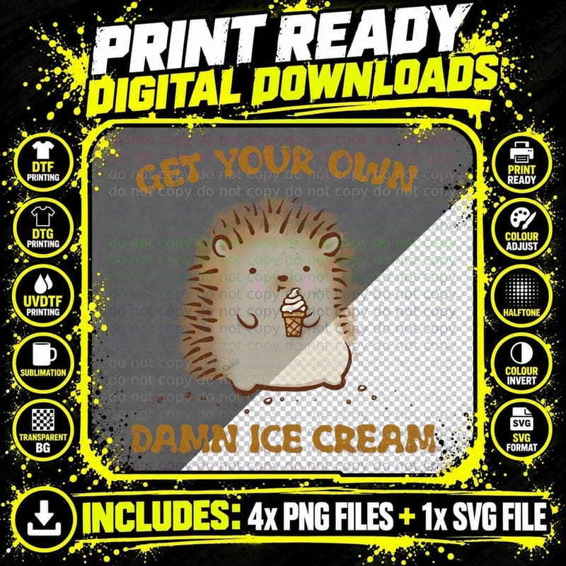 The Greedy Hedgehog T-Shirt Png SVG Digital Bundle