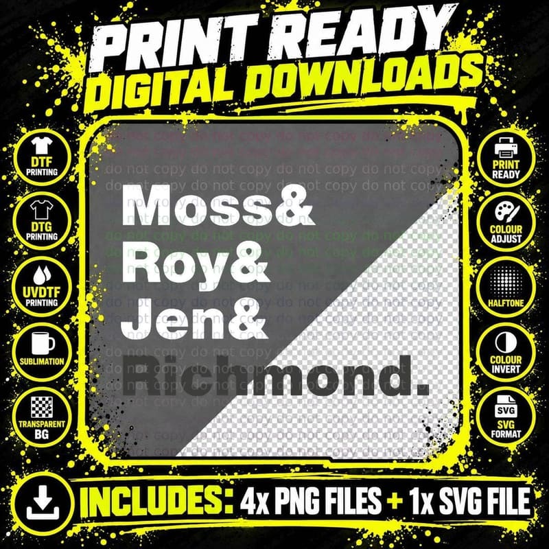 The IT Crowd Staff - Moss, Roy, Jen, Richmond T-Shirt Png SVG Digital Bundle