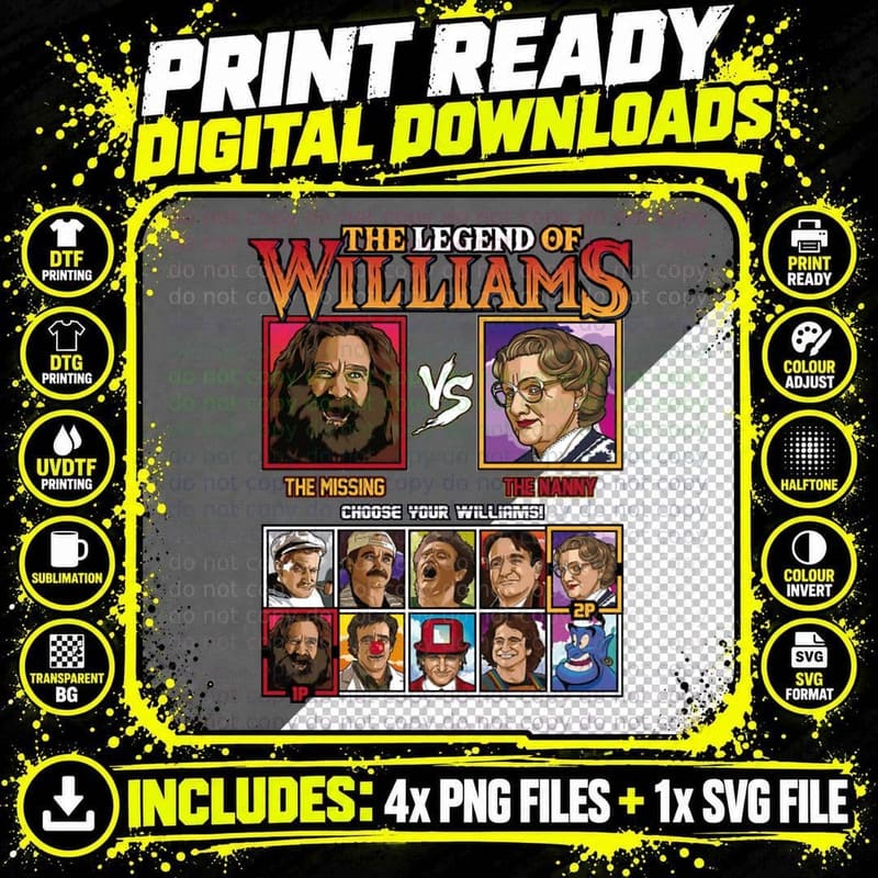 The Legend of Williams - Robin Williams VS T-Shirt Png SVG Digital Bundle