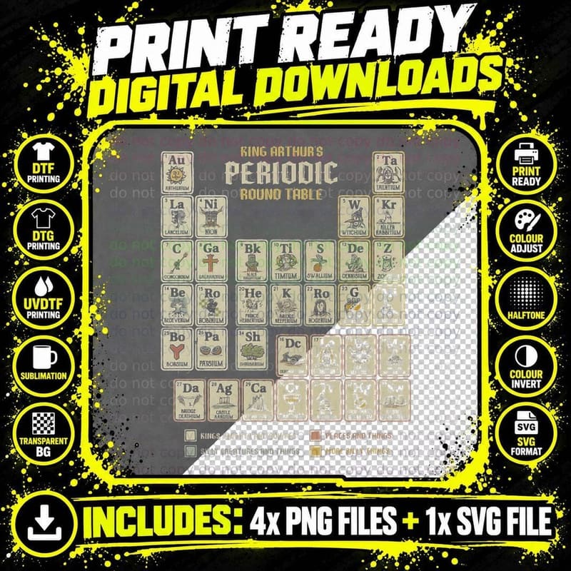 The Periodic Round Table T-Shirt Png SVG Digital Bundle