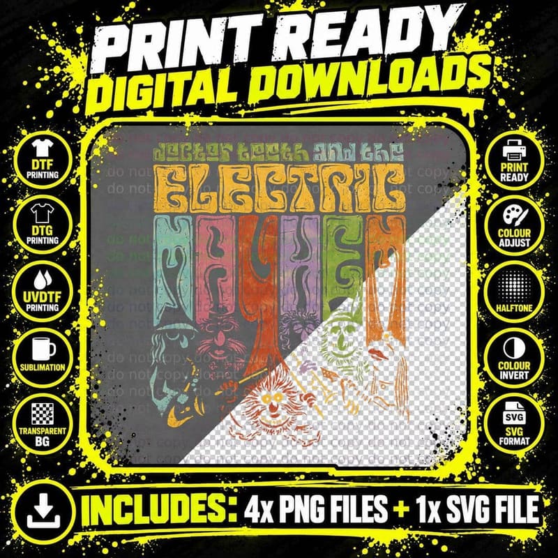 The Psychedelic Mayhem T-Shirt Png SVG Digital Bundle