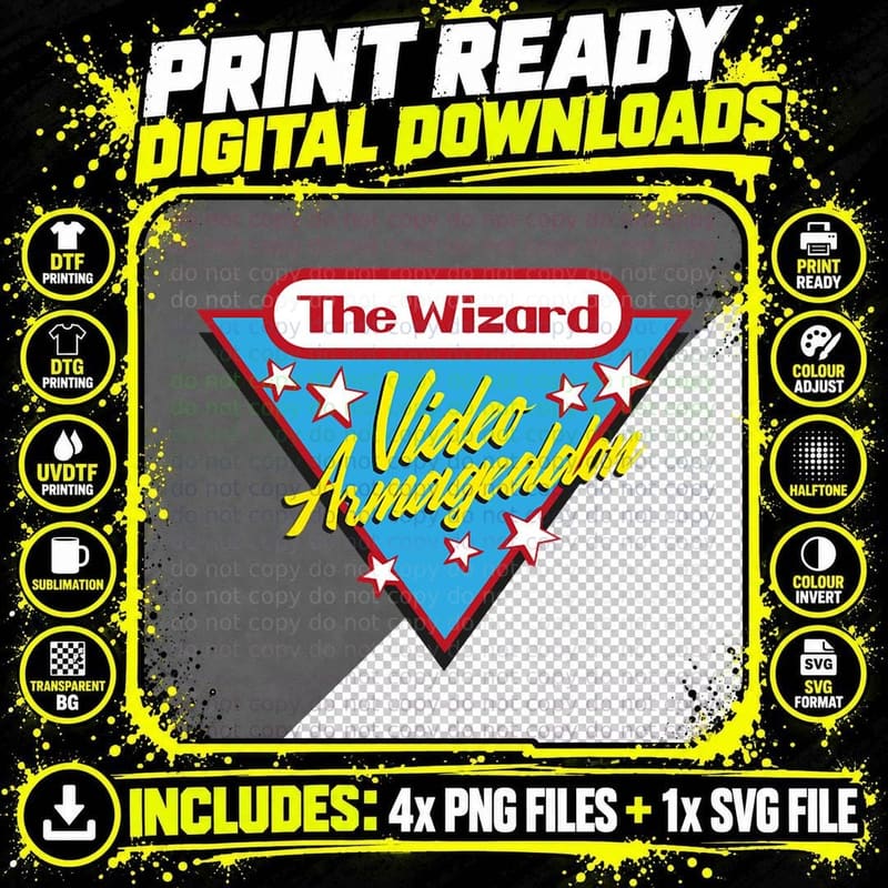 The Wizard - Video Armageddon 1990 T-Shirt Png SVG Digital Bundle