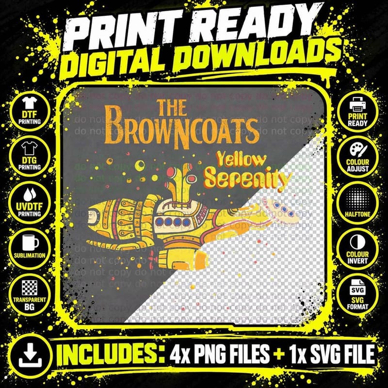 The Yellow Serenity T-Shirt Png SVG Digital Bundle