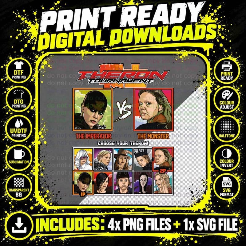 Theron Tournament - Charlize Theron VS T-Shirt Png SVG Digital Bundle