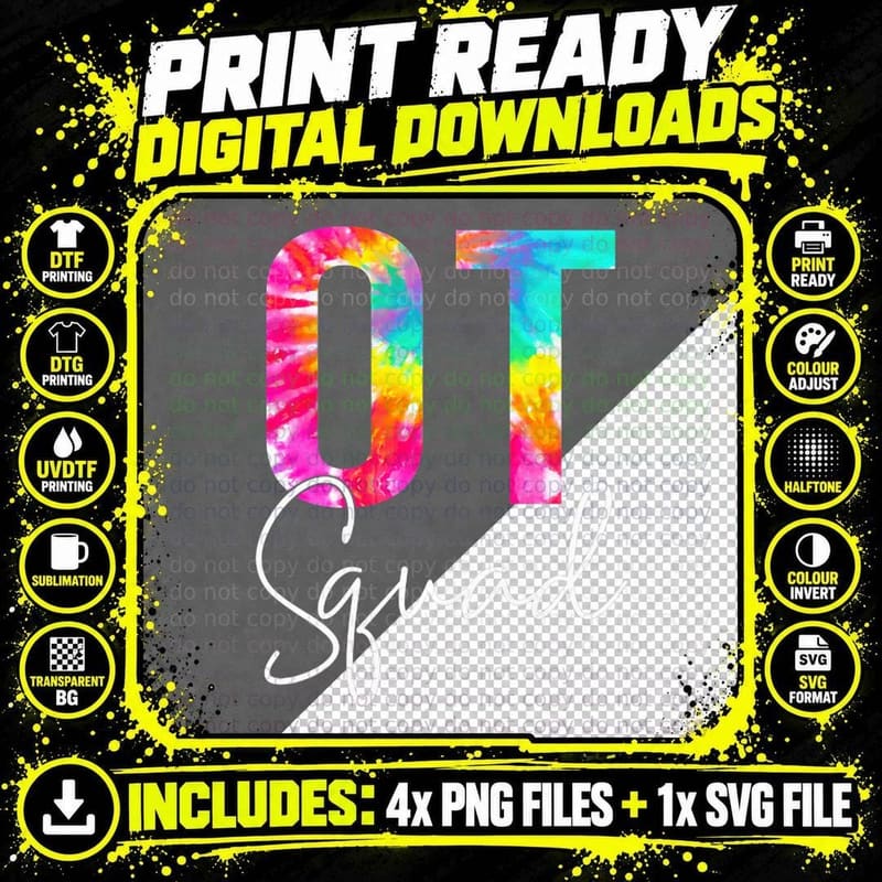 Tie Dye Occupational Therapy Pocket Shirt OT Squad Png SVG Digital Bundle