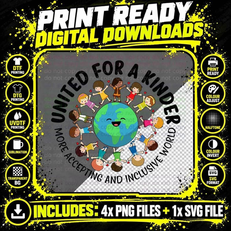 United for a Kinder World Orange Unity Day Anti Bullying Png SVG Digital Bundle