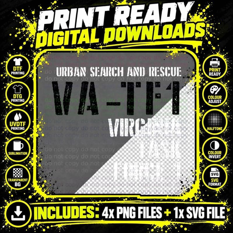 Urban Search & Rescue Virginia Task Force 1 VA-TF1 Duty Png SVG Digital Bundle