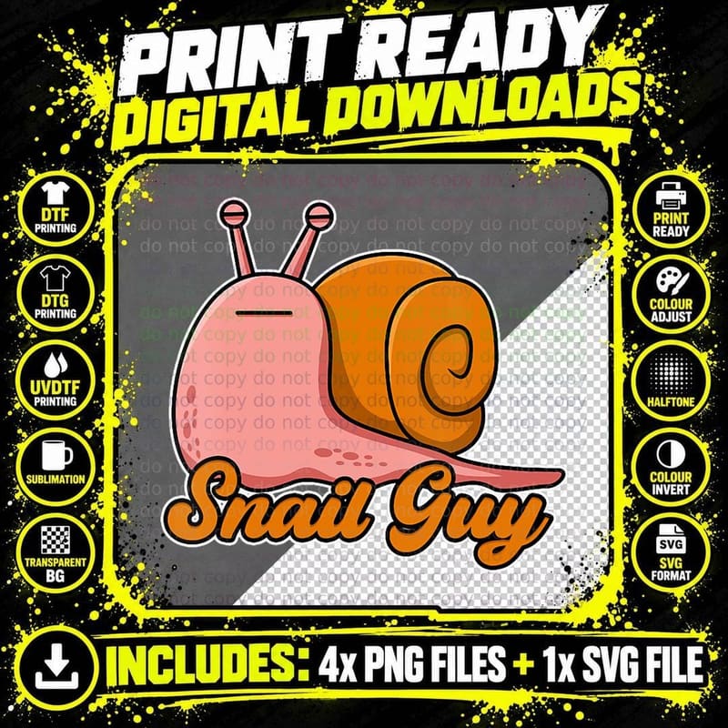 Vitruvian Snail Shell Slug Clothes Gifts Snail Guy Png SVG Digital Bundle