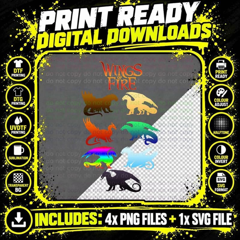 Wings of Fire Tribes T-Shirt Png SVG Digital Bundle