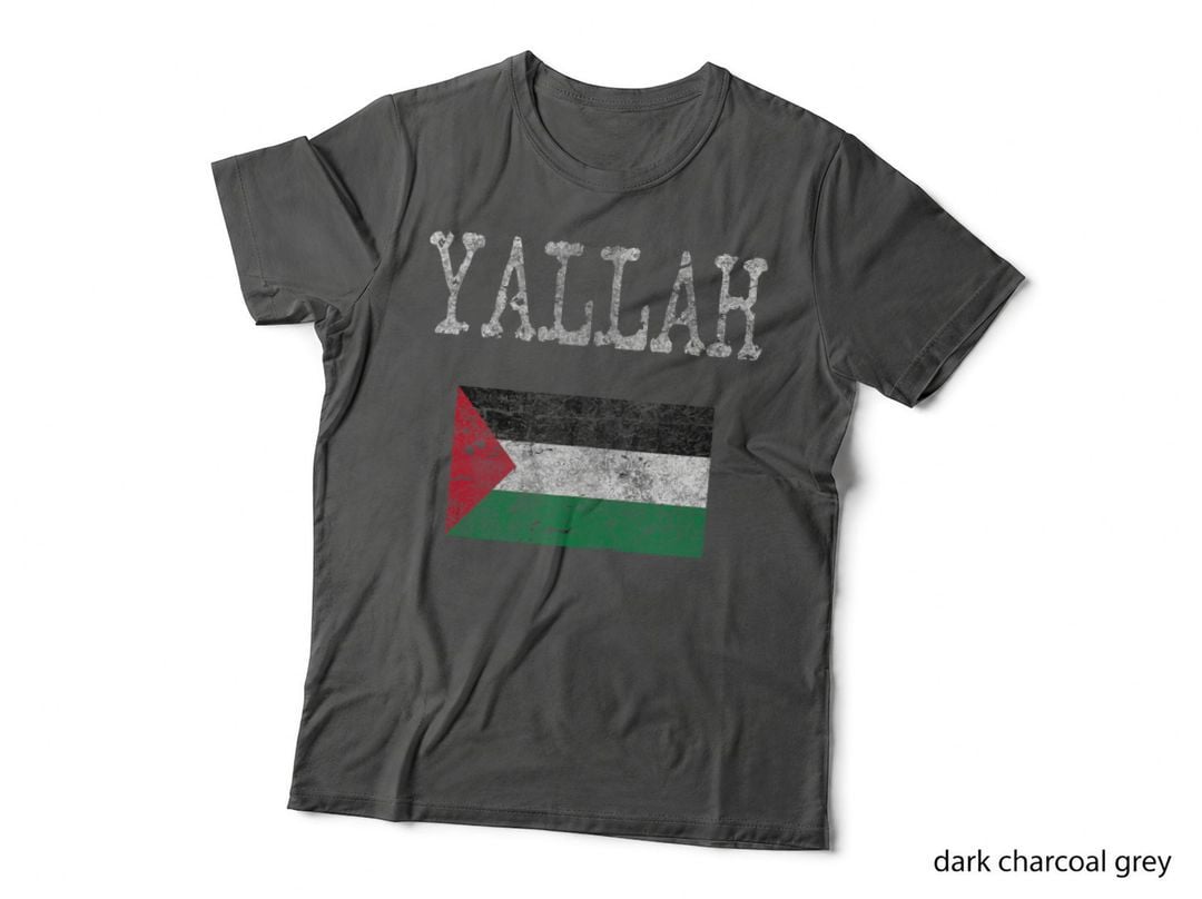 Yallah Arabic Palestine Flag, American, Patriotic, Gift T-Shirt