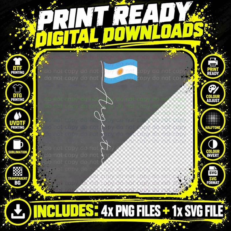 Argentina Signature Flag Pole - Patriotic Argentinian Png SVG Digital Bundle