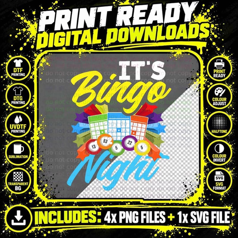 Bingo Night Gambling Bingo Player Bingo T-Shirt Png SVG Digital Bundle