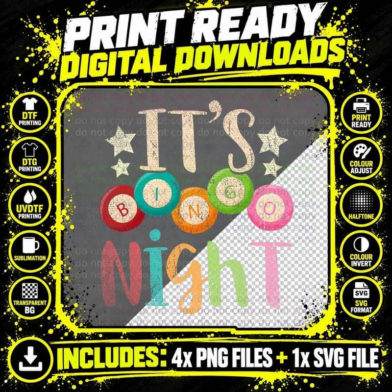 Bingo Player Gift Gamble Bingo Night Gambling Lottery Png SVG Digital Bundle