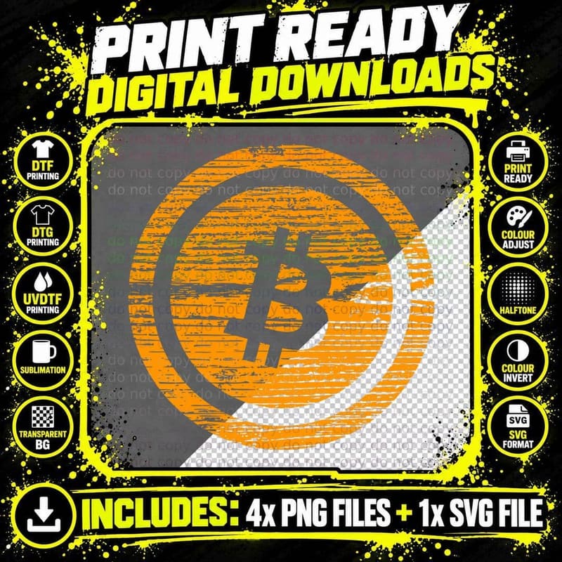 Bitcoin Woodgrain Crypto Currency BTC T-Shirt Png SVG Digital Bundle