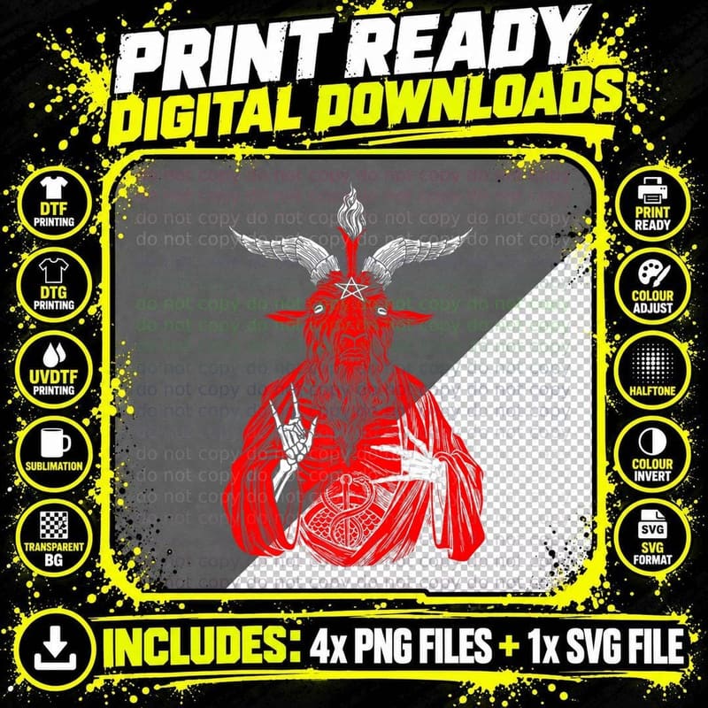 Blackcraft Antichrist Goat Satan Baphomet for Atheist Png SVG Digital Bundle