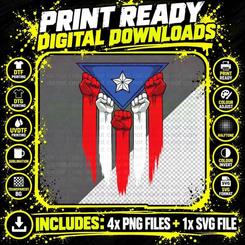 Boricua Fists - Puerto Rico Flag - Proud Puerto Rican Png SVG Digital Bundle