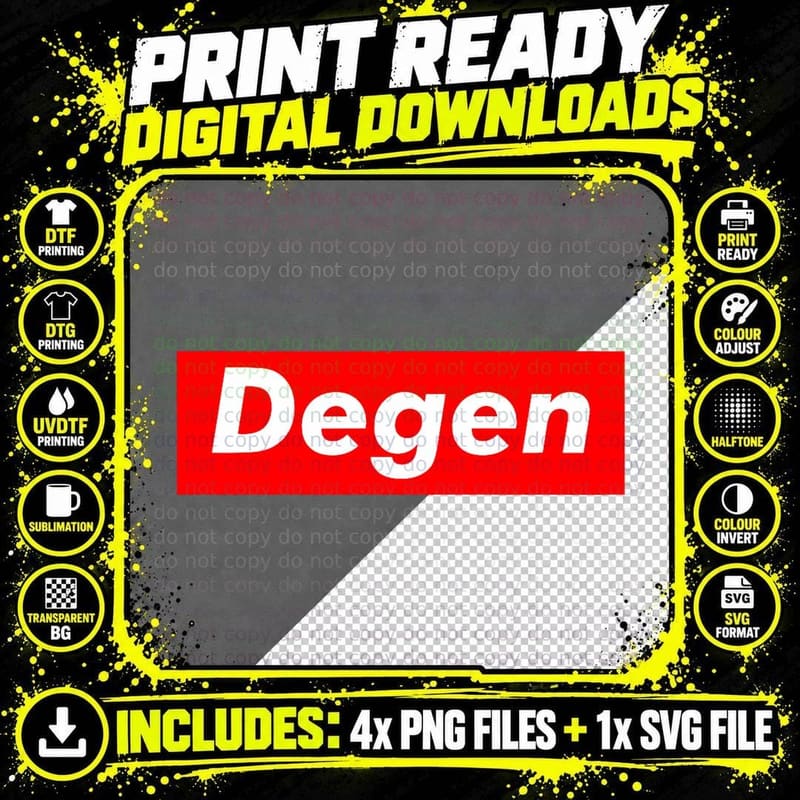 Cryptocurrency Day Trader Gifts Men Women Degen Crypto Png SVG Digital Bundle